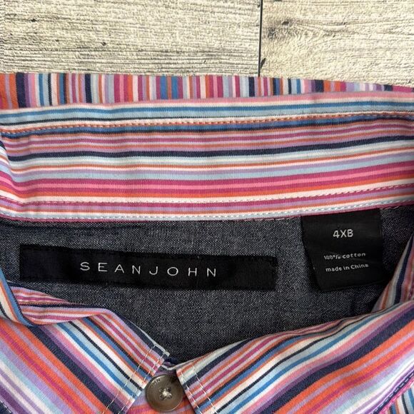 Sean John Multicolor Striped Men's Shirt 4XB - Picture 2 of 6